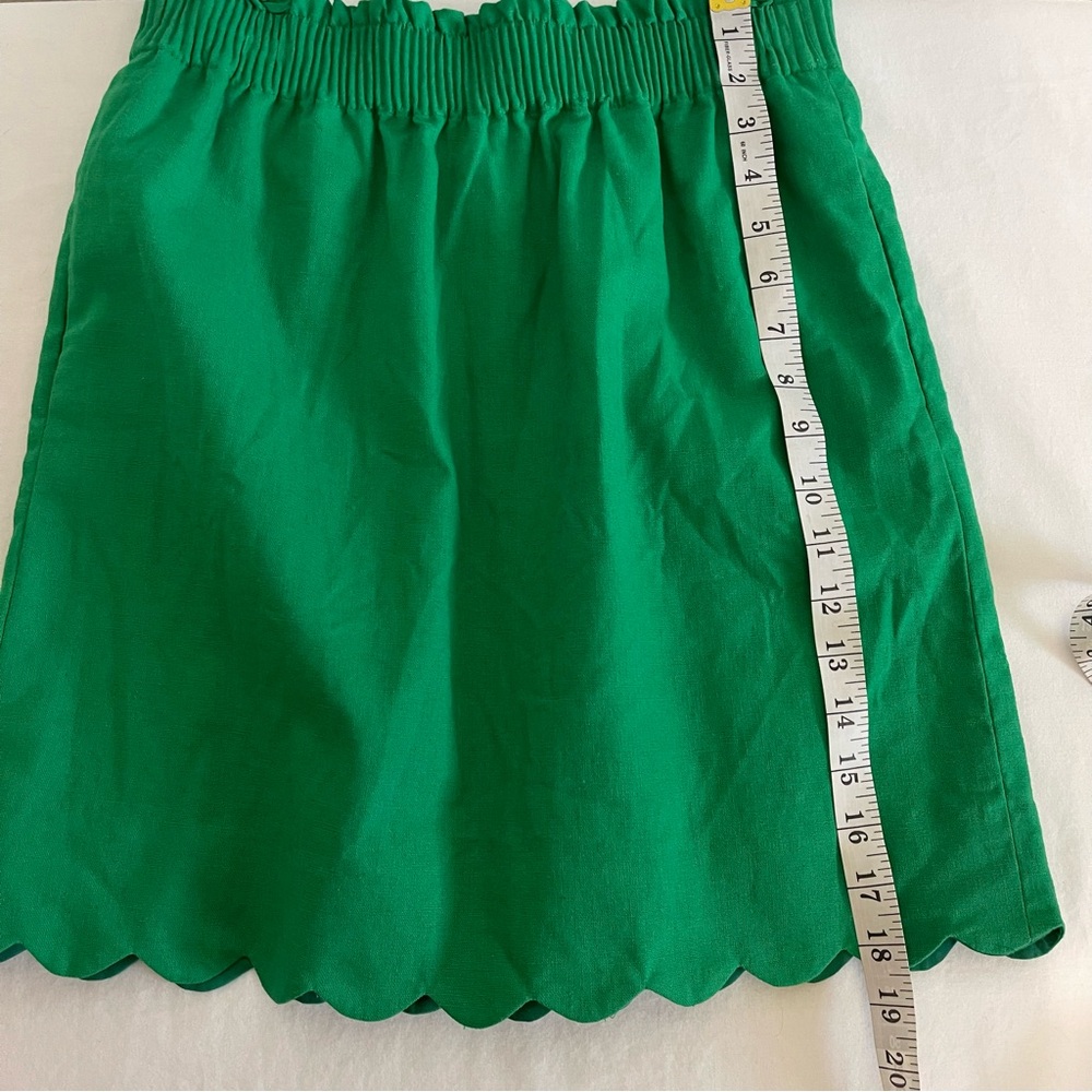 J. Crew Vibrant Green Scalloped Mini Skirt Size 0 - Picture 6 of 10
